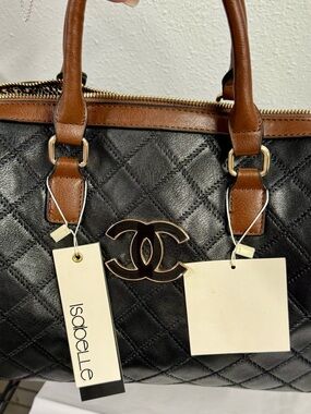 Quilted Satchel Bag with matching Wallet- Black and Brown
